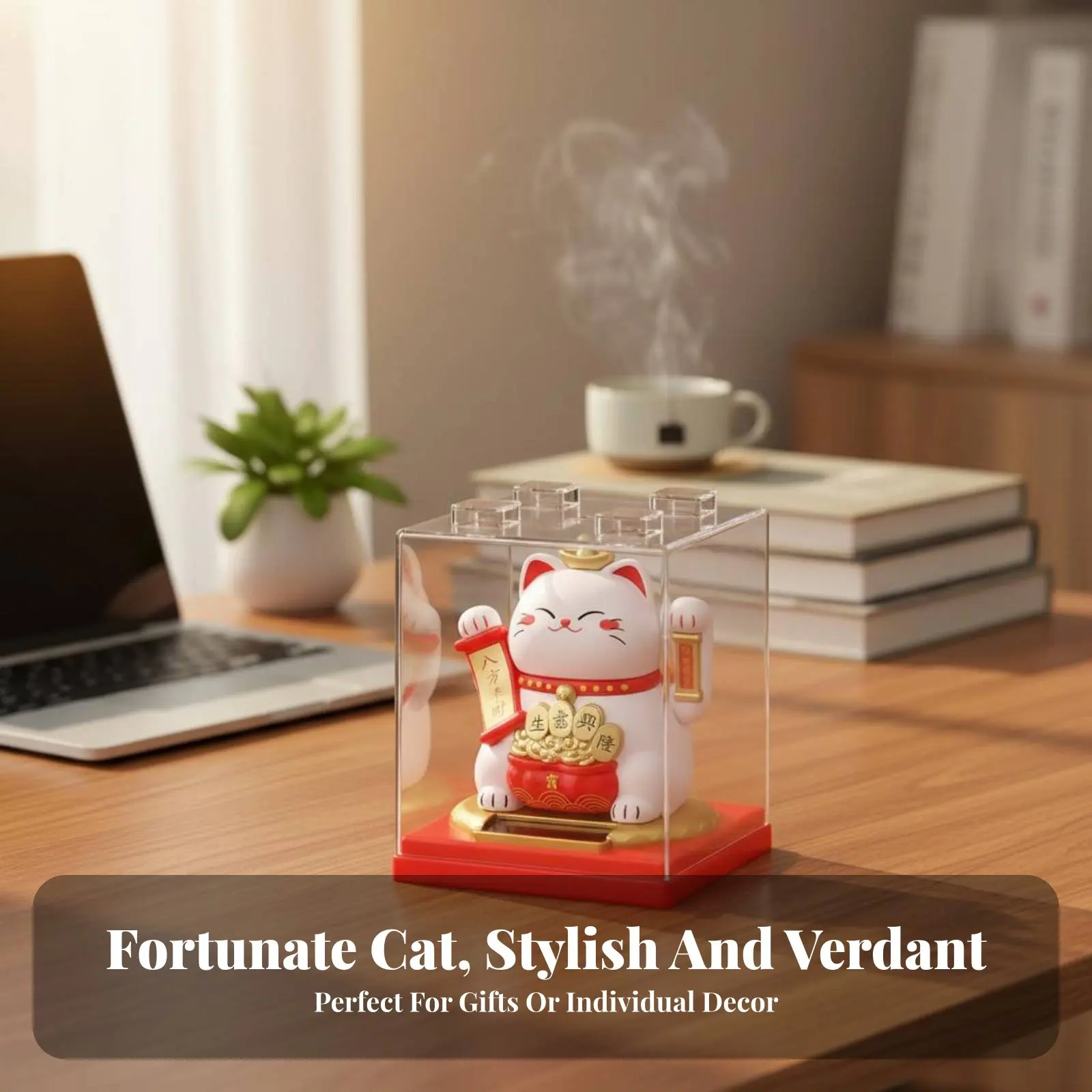 

Solar Lucky Cat, Automatic Waving Cat Car Dashboard Decor, Cartoon Style