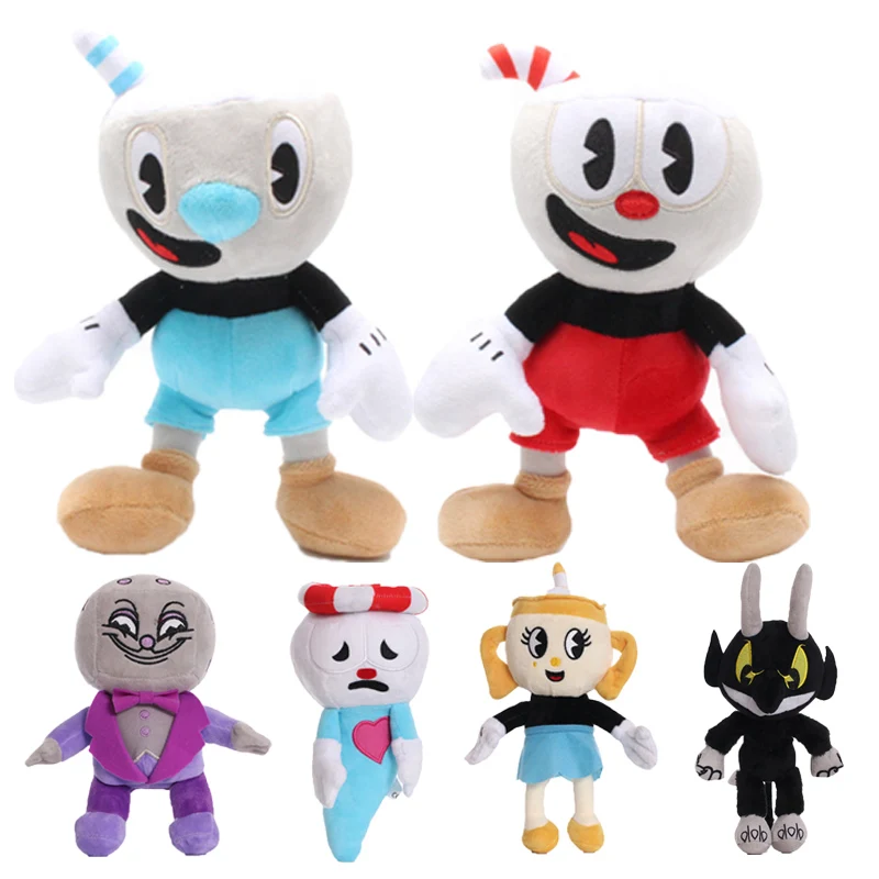 Kawaii Cuphead Plush Toys Mugman The Chalice Soft Stuffed Peluche Doll Cute Cartoon games Doll Toy for Kid Birthday Gifts