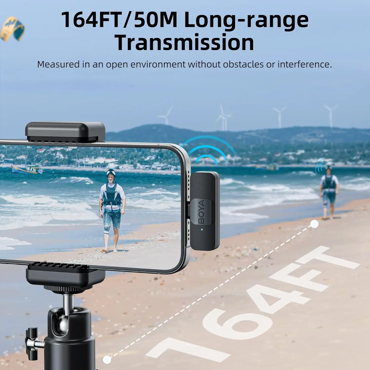 Micrófono de solapa Lavalier inalámbrico BY-V para iPhone, Android, teléfono inteligente, PC, ordenador, dispositivos de USB-C, grabación en Streaming de Youtube