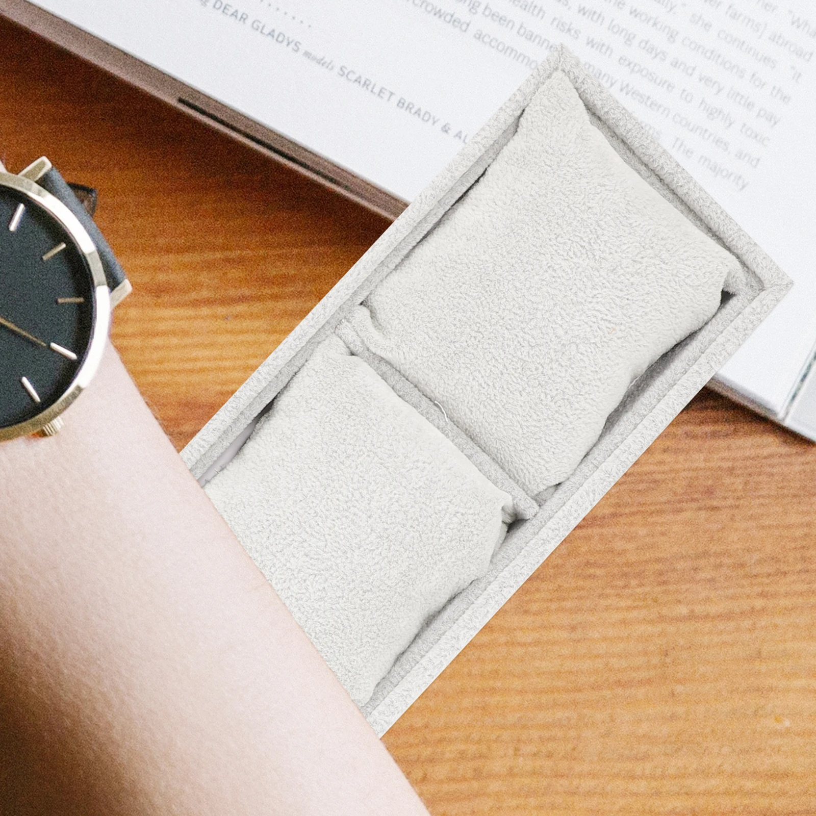 

Velvet Watch Display Tray Clock Box Bangle Holder Bracelet Jewelry ganizer Light Grey Storage Travel Anti Scratch Durable