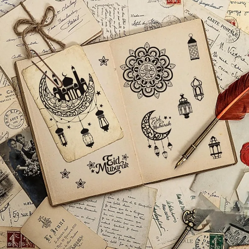 1 sztuk Eid al-Fitr przezroczyste znaczki dla majsterkowiczów Scrapbooking latarnie księżyc silikonowe przezroczyste pieczęcie uszczelki