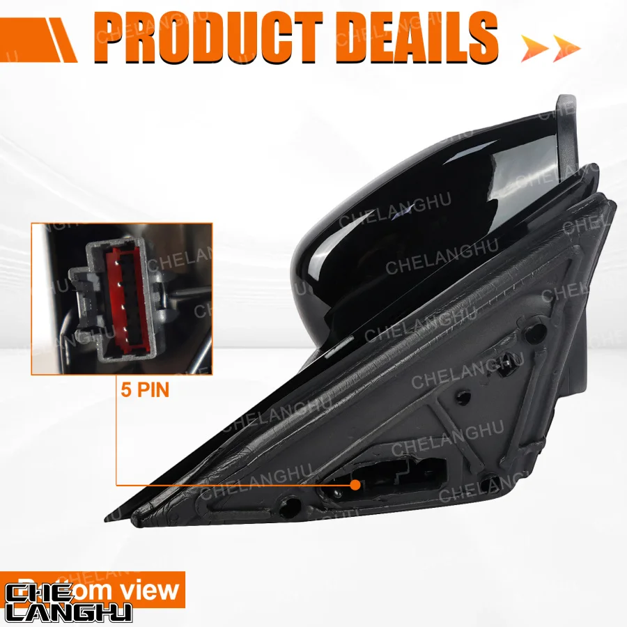 Picture 7: For Ford Explorer 2020 2021 2022 2023 2024 Car accessories 5 Pin Black Painted Power Adjust Heated Mirror Assembly