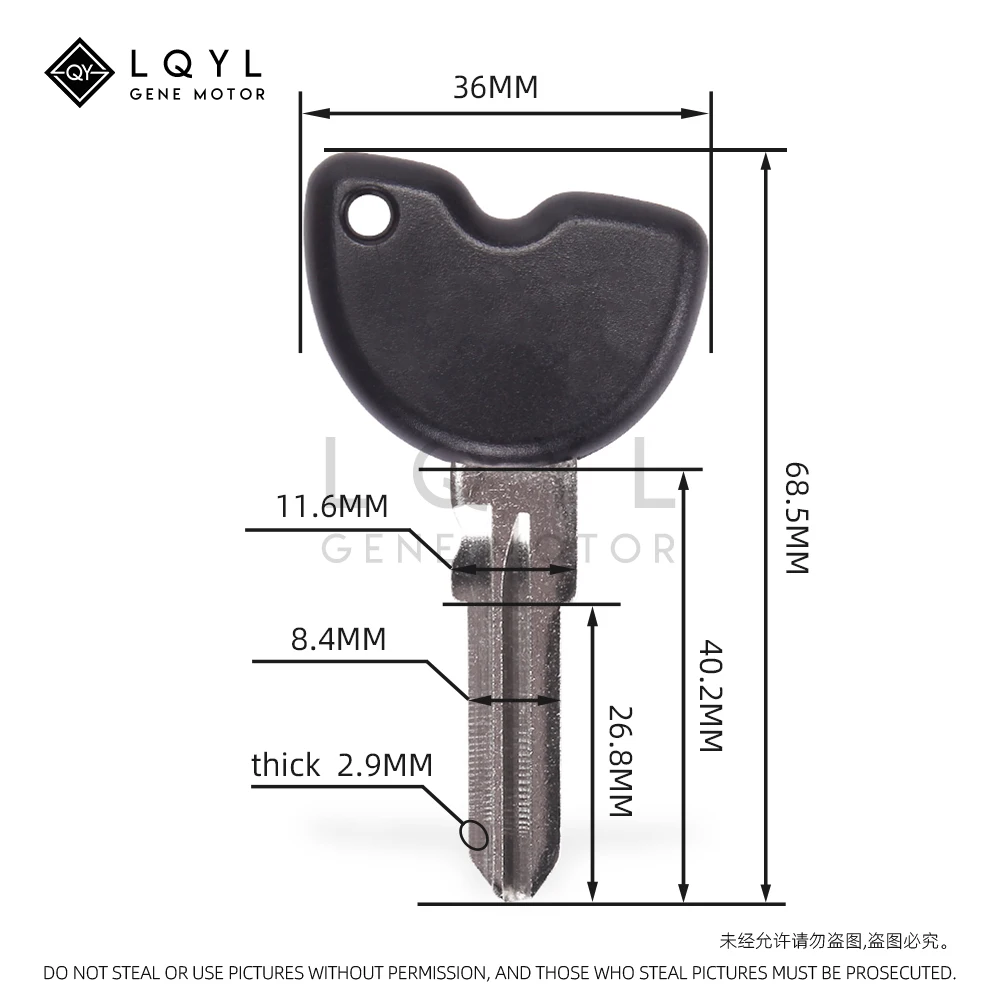 LQYL Blank Key Motorcycle Replace Uncut Keys For Vespa Piaggio 3VTE Fly 125 250 300 GTV VESPA LXV150 GTV250 GTS GTS250 GTS300