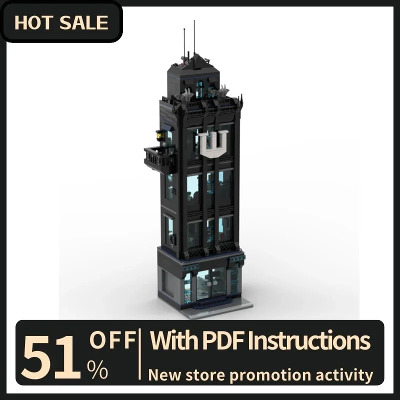 New 1267Pcs Famous Hero Movie Street View Moc Wayne Tower Model Building Custom Puzzles Diy Creative Ideas Toys Birthday Gifts