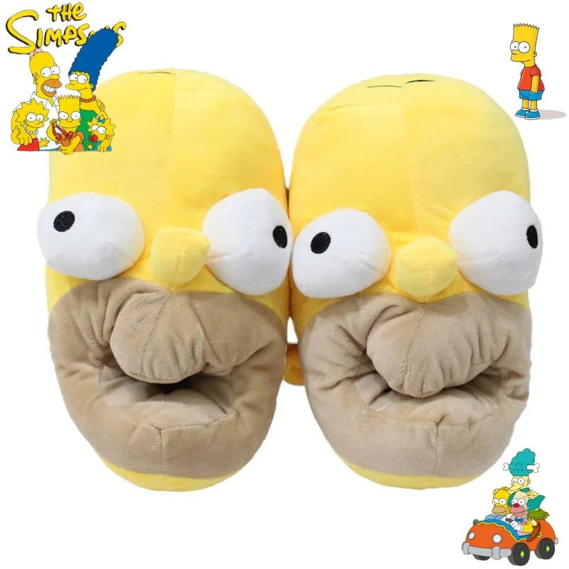 

American Cartoon The Simpsons Warm Plush Slippers, Couple Indoor House Shoes, Comfortable Maternity Cotton Slippers