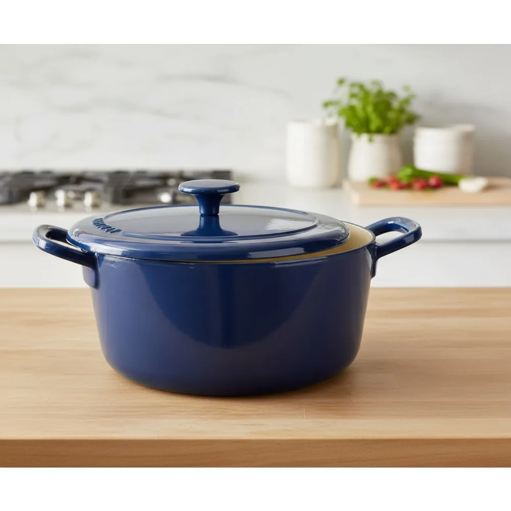 

5.5QT Enameled Cast Iron Dutch Oven with Lid, Oven Safe 500F, Induction Suitable for Home Cooks & Chefs