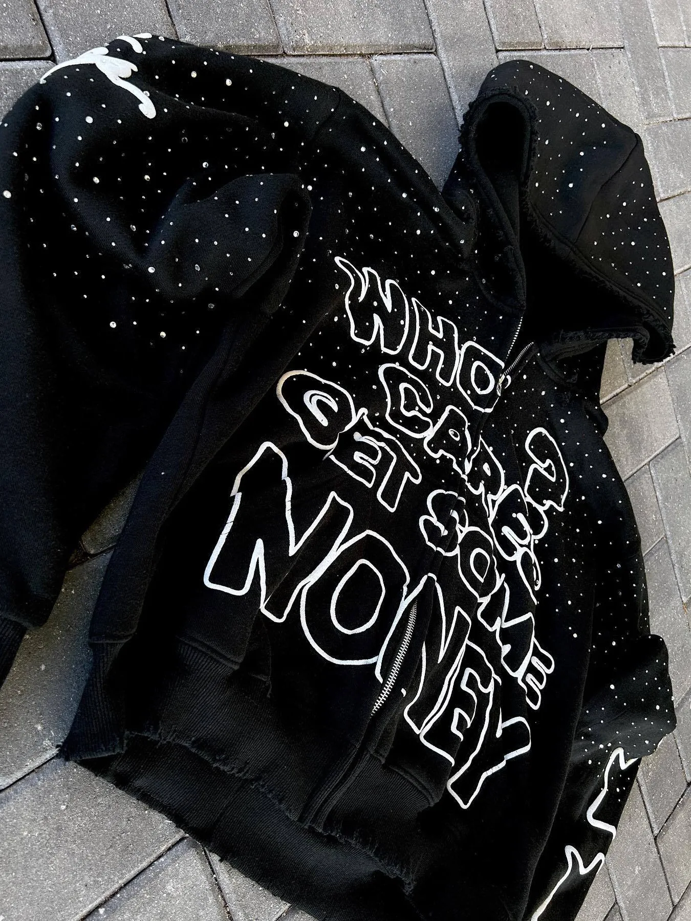 High Street Dark Storm Dot Printed Hoodie Personalized Loose Men's and Women's Autumn/Winter Hip Hop Zipper cardigan Coat