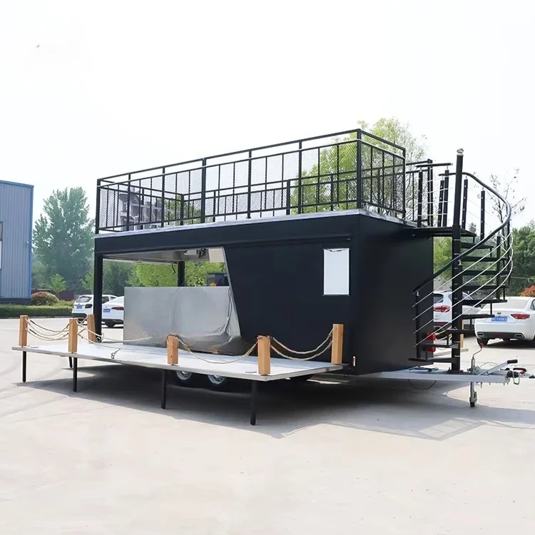 Mobile Kitchen Food Trailer Double Layer Container Food Truck Coffee Shop Bar Catering Trailer