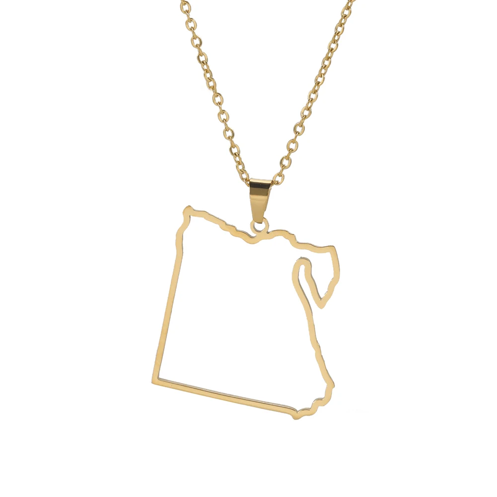 Kkjoy Karte von Ägypten Anhänger Edelstahl Halskette für Frauen Männer Gold Farbe Schmuck Freund Geschenke – Detail 6