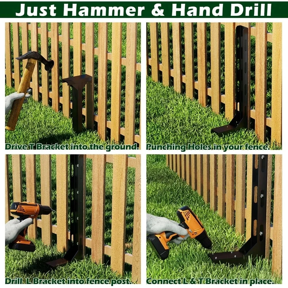 2PCS Fence Post Repair Kit Repair Tilted Broken Wood Fence Post Heavy Duty Fence Post Repair Stakes Ground Spike