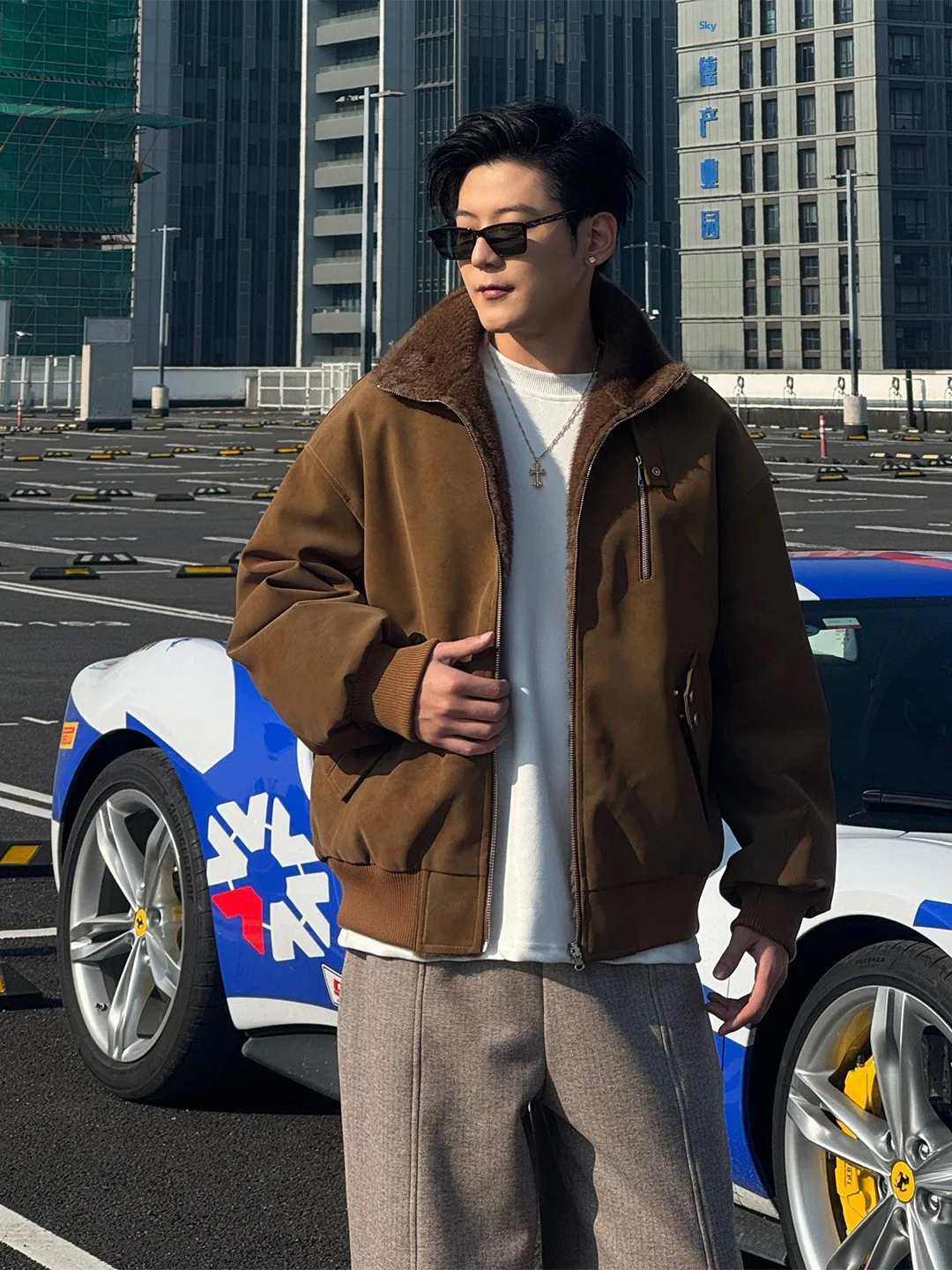 

American Sle Harington Leather Stand Collar Double Sided Wear Mountain Eagle Cotton Jaet Men Winter Cold Proof Warmth Cot...