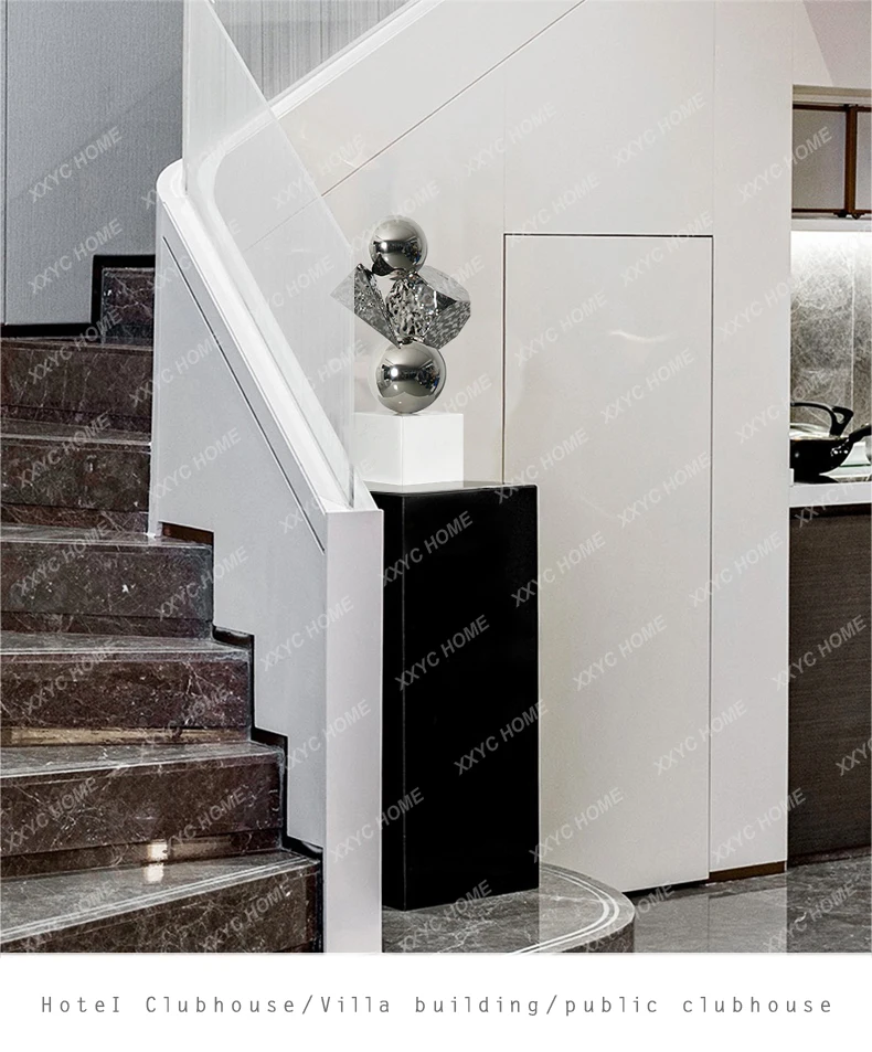 Creative modern light luxury stainless steel geometric desktop decoration ornament hotel lobby sculpture