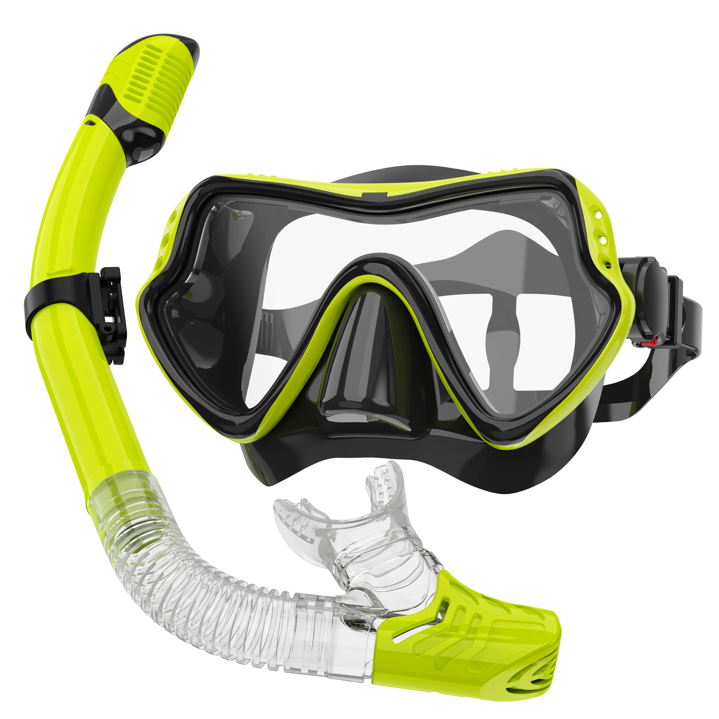 Professional Snorkeling/Diving Mask Breathing Tube Set Large Frame Silicone Anti Fog Goggles for Adult Swimming Equipment