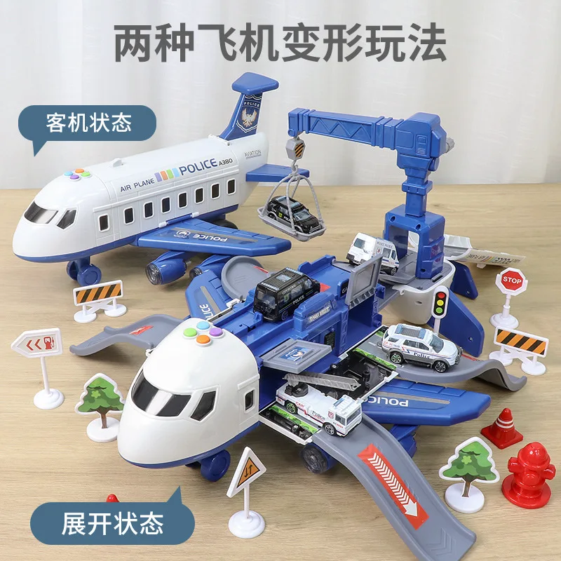 New Large Deformation Music Simulation Inertia Aircraft Toy, Kids Passenger Airliner Plane Car, Ideal Gift for Children