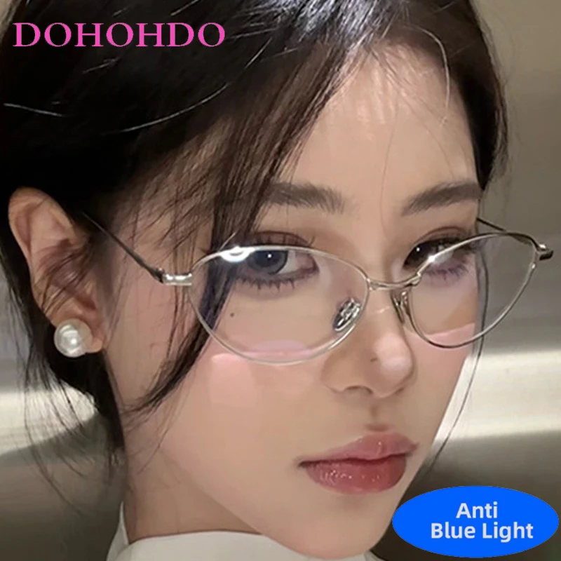 

Trendy Luxury Brand Designers Metal Cat Eye Blue Light Blocking Glasses Women Men Optical Spectacle Computer Eyeglasses Ladies