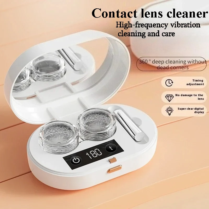 Caja de esterilización y limpieza de lentes de contacto ultrasónicas plegable automática portátil