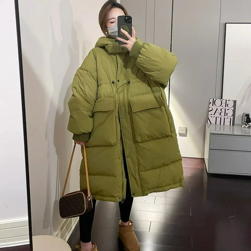 

New Trend Korean Version White Duck Down Down Jacket for Women Loose and Versatile Thick Hooded Jacket Trendy 2026 Autumn Winter