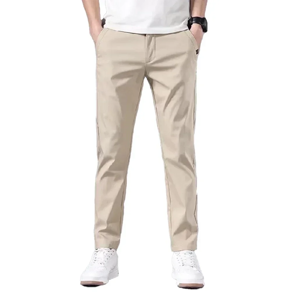 Mens Slim FIT Stretch Chino Trousers Casual Flat Front Flex Classic Full Pants Outdoor Sports Soft Daily Business Pants