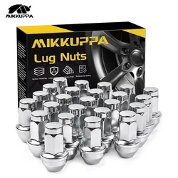 MIKKUPPA Wheel Lug Nuts M14x2.0 Chrome 24pcs Set Anti Rust Heavy Duty Precision Threaded 13/16 Hex Nuts for Cars and Trucks