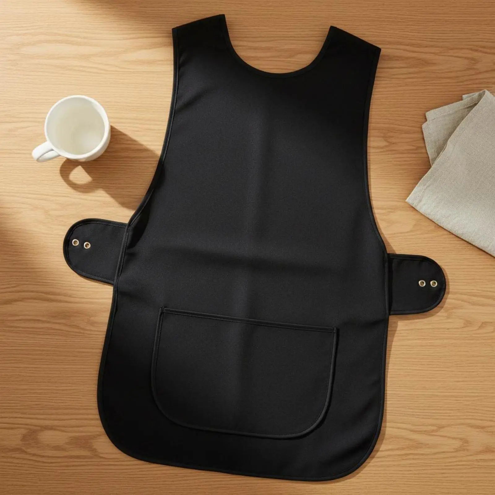 Sleeveless Vest Apron for Salon Barbers and Cafe Waiters Polyester Waist Apron with Front Pocket for Professional Workwear