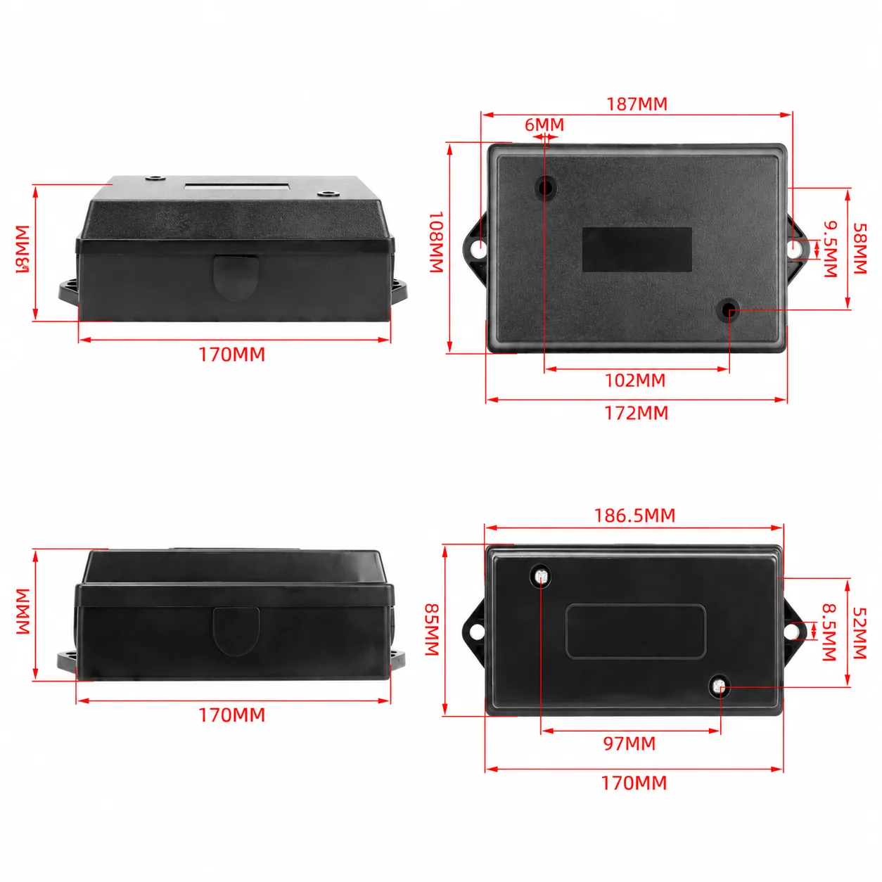 Black 7/14 Power Cord Junction Box, Suitable for RVs and Trailers