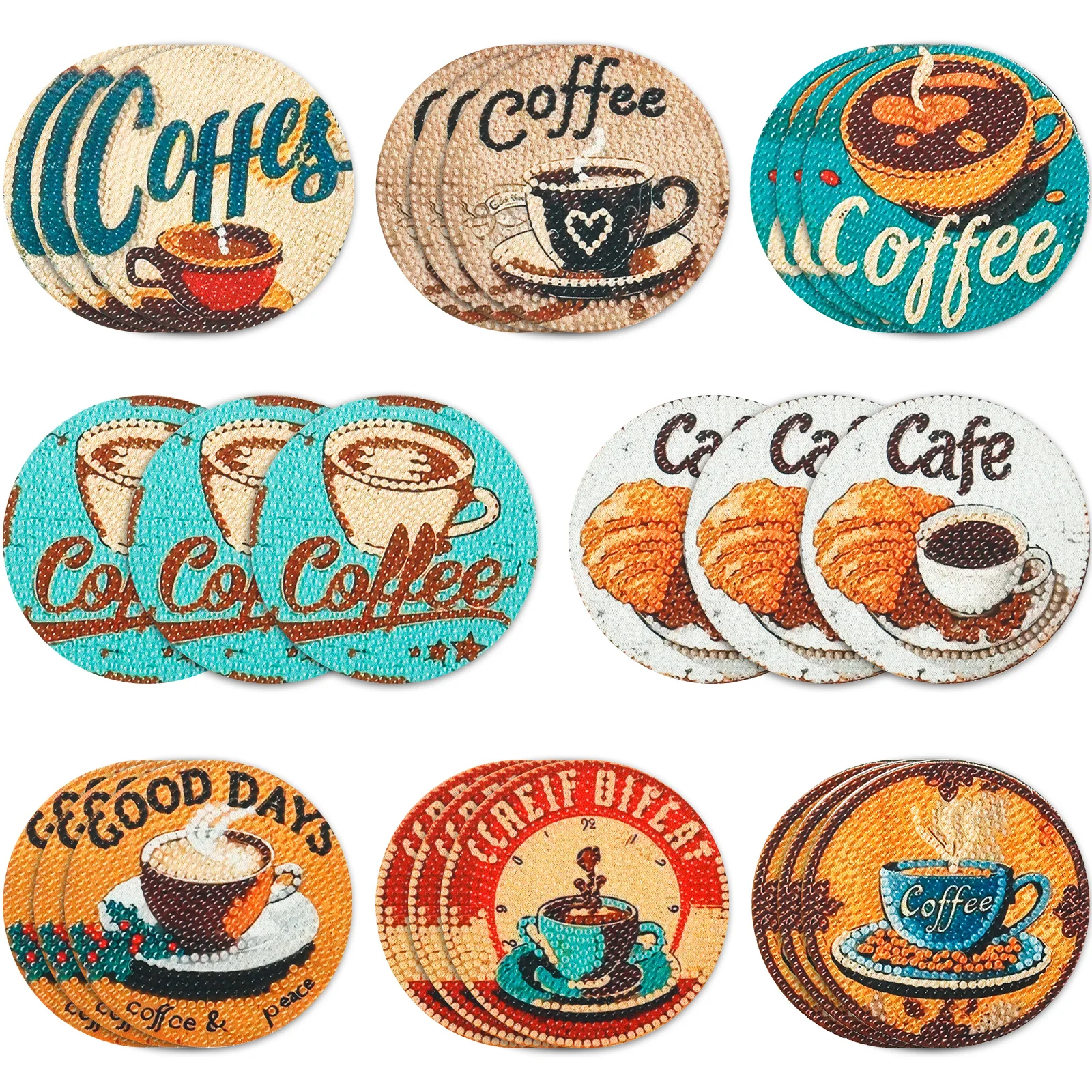 24Pcs Round Coaster Absorbent Coffee Diamond Paint Mat Coffee Pad Anti Slip Stylish Espresso Cup Mats Tableware Placemats
