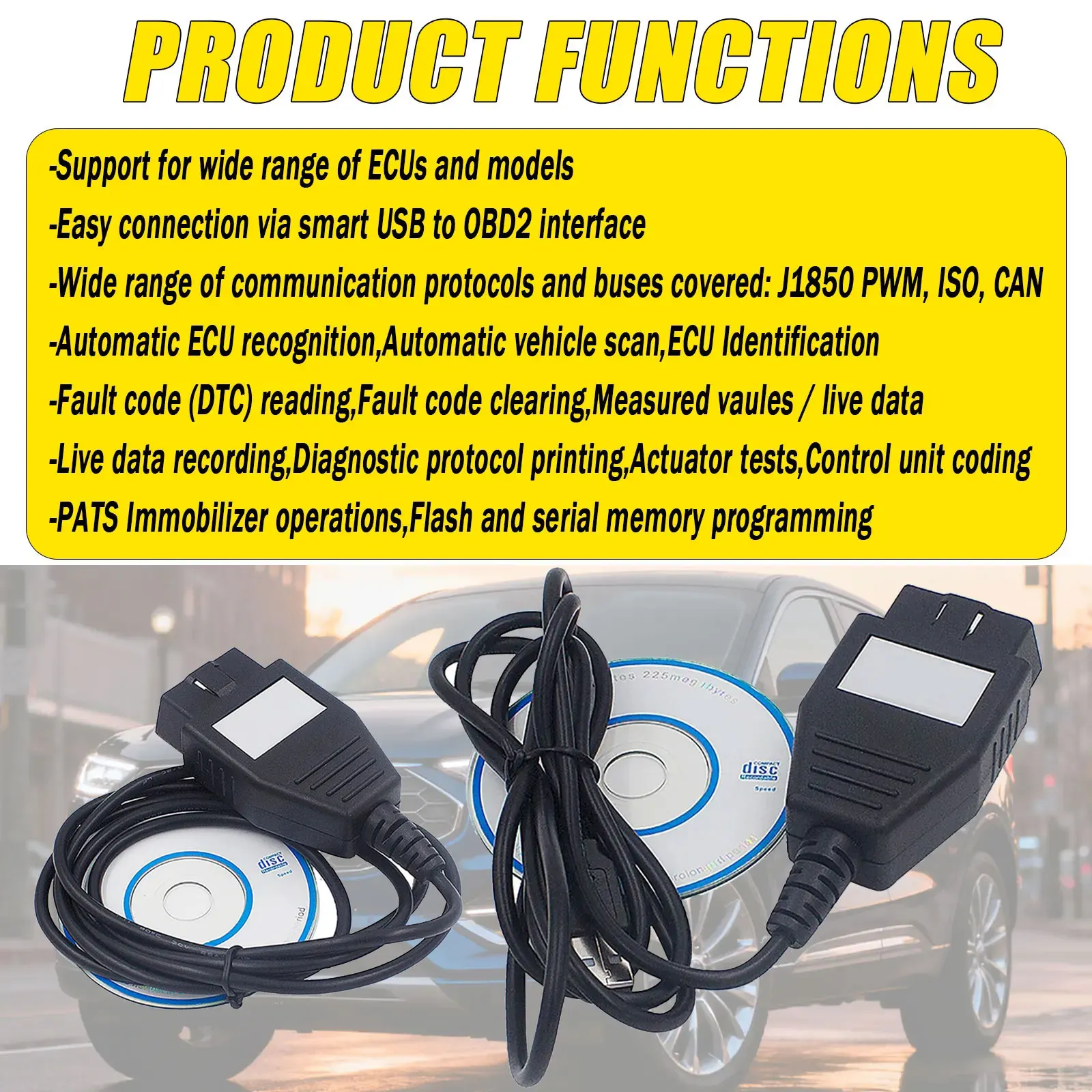 For Ford VCM With Driver OBD2 Car Code Reader For Focom For Ford/Mazda 1996-2010 Car Diagnostic Scanner OBDII Diagnostic Tool