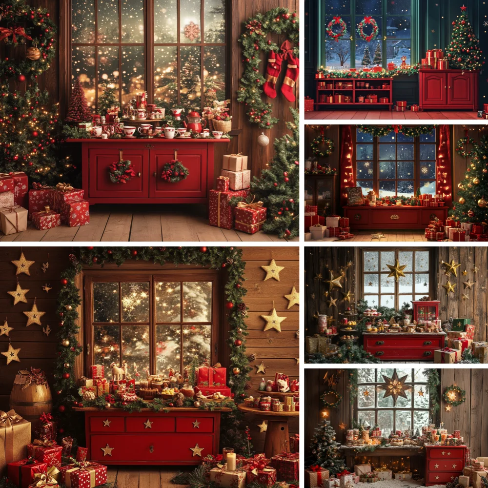 

Christmas Backdrop Xmas Tree Dreamy Winter Snow Scene Photography Background for Family Xmas Party New Year Decor Banner Props