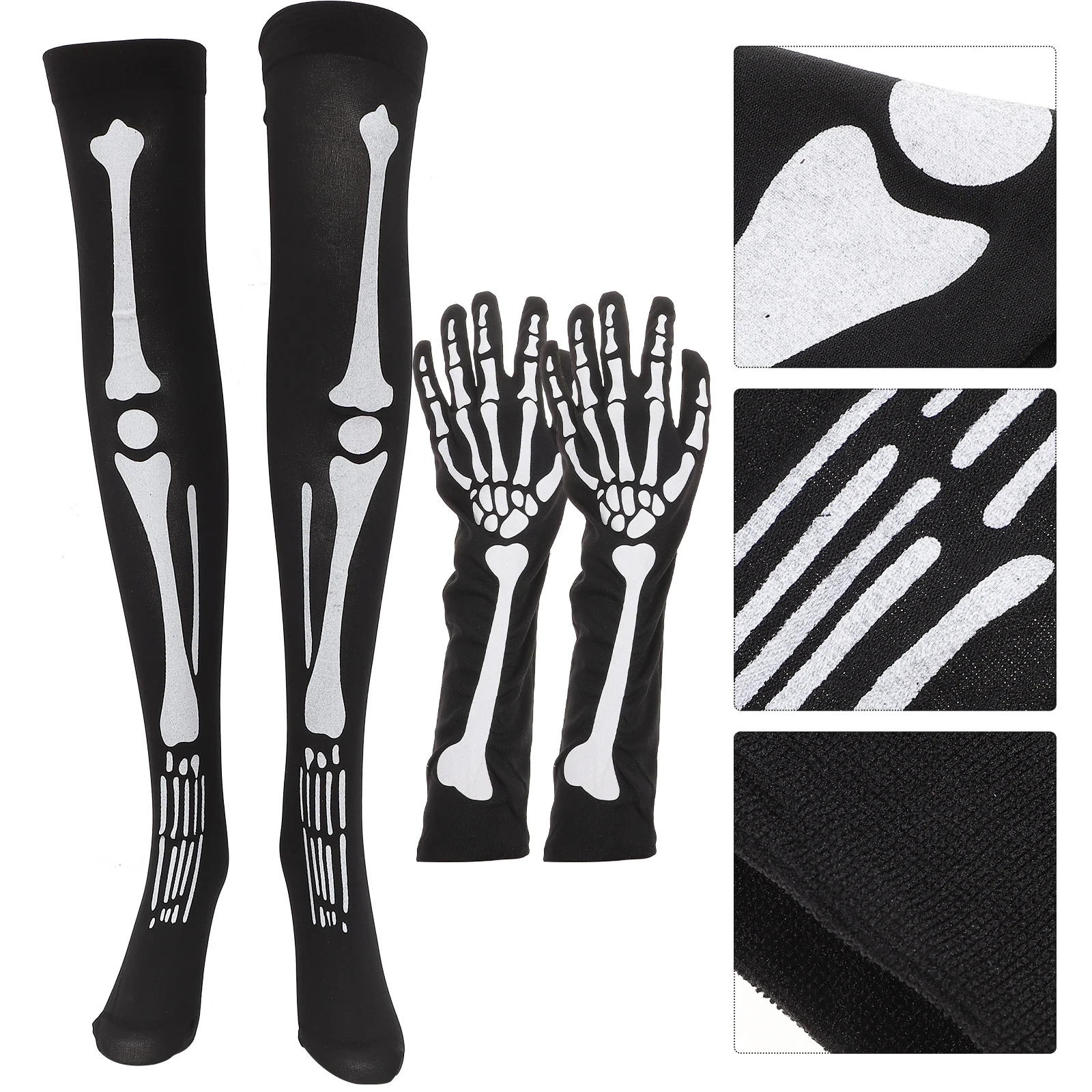 Halloween-Strümpfe und Handschuhe Set, Lang, Polyester, Cosplay-Zubehör, Party-Kostüm, Gruseliges Feiertagsoutfit, Unisex