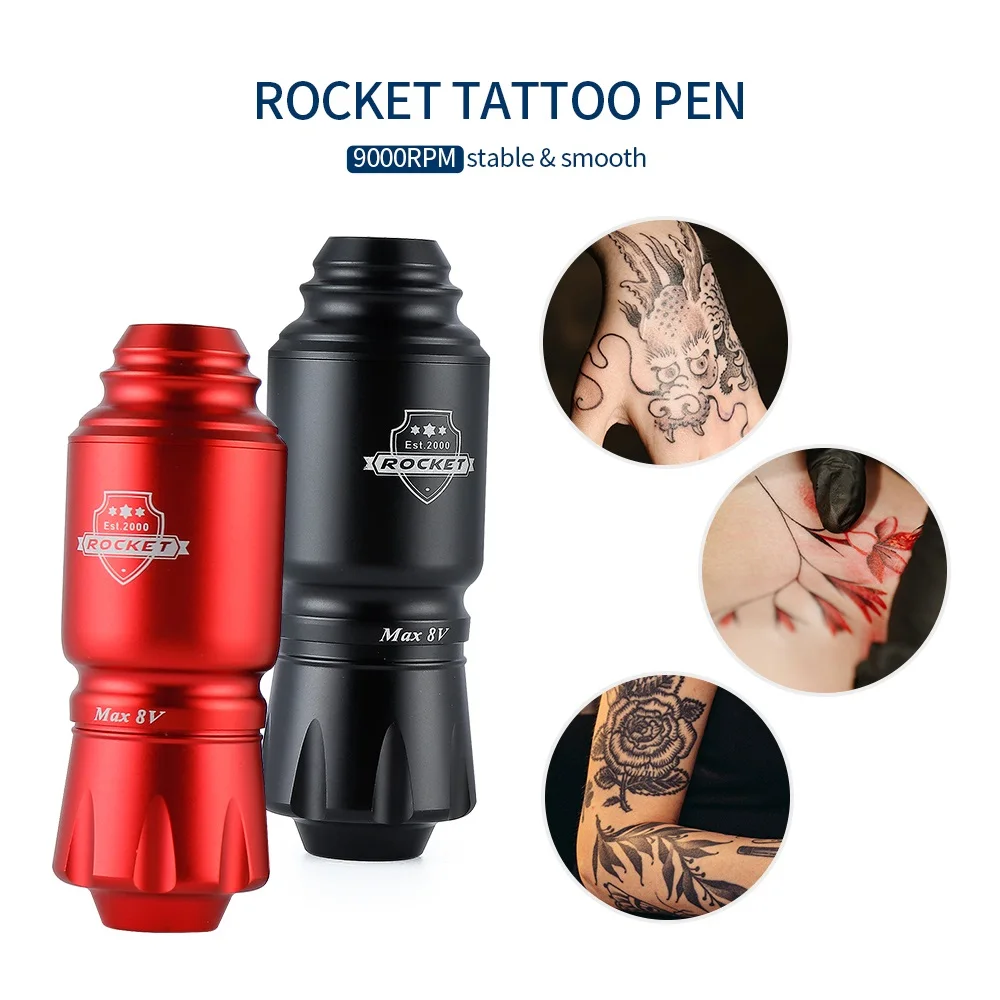 

9000RPM Mini Rocket Tattoo Pen RCA Connector Short Rotary Tattoo Pen Cartridge Machine Professional Body Tattoo Permanent Makeup