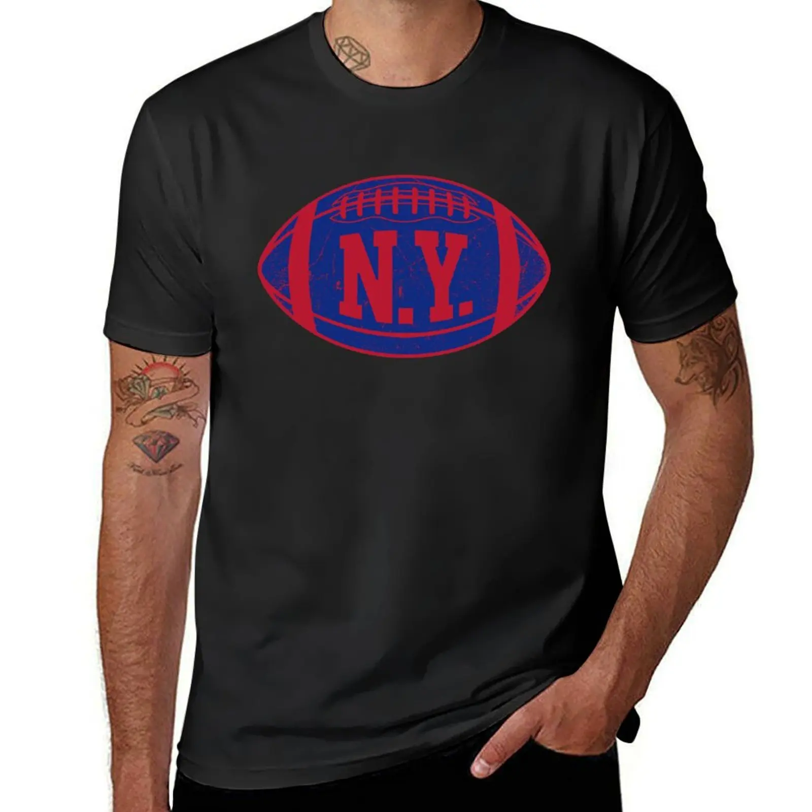 

NYG Retro Football - Red T-Shirt Aesthetic clothing quick drying summer clothes T-shirt men