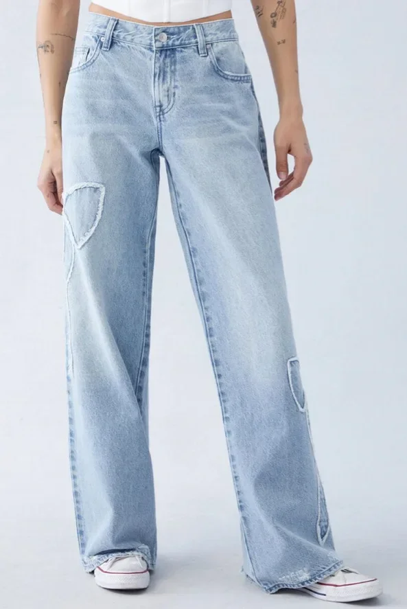 

Streetwear New Fashion Bow Embroidered Baggy Jeans Women Y2K Harajuku Vintage Popular Casual Gothic High Waist Wide Leg Pants