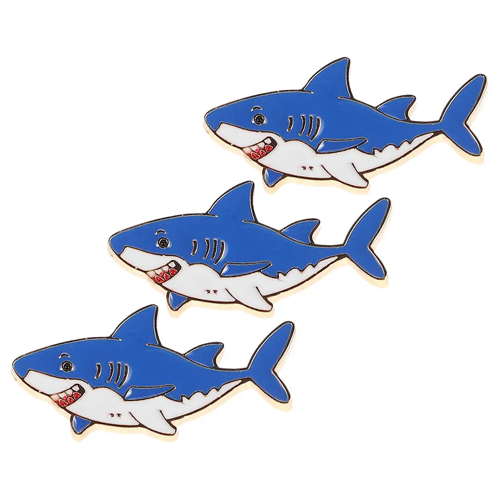 

3Pcs Shark Brooch Pin Cartoon Lapel Pins Zinc Alloy Marine Animal Accessories for Jackets Bags Hats Shark Jewellery