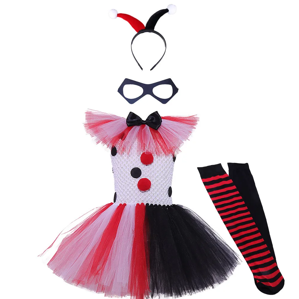 

Girls Creepy Clown Pennywise Costume Halloween Grey Joker Tutu Dress Toddler Girls Fancy Carnival Party Dress Up Clothes