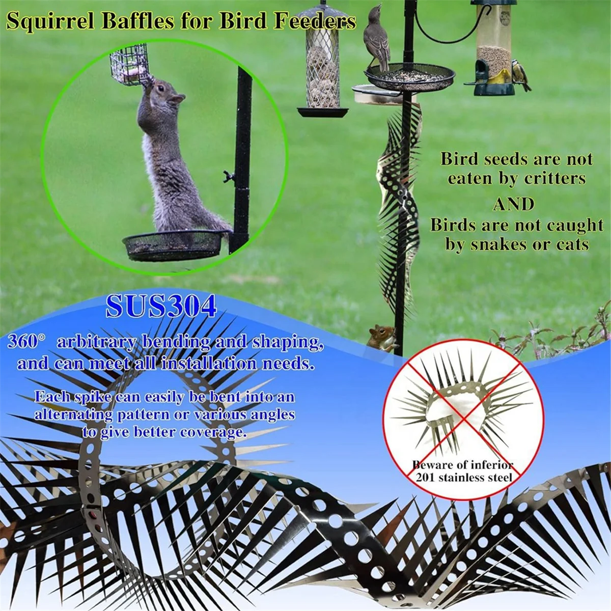 Anti Rat Snake Squirrel Baffle Blocks the Rat Crawling Natural Gas Water Pipe Air Conditioning Stab Cover Spikes 1m