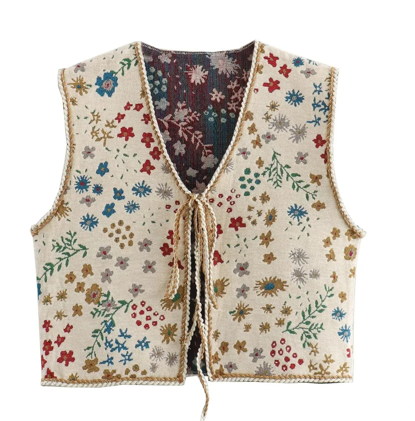

Summer New Women's Fashion and Stylish Trend Casual Multi color Jacquard Vest
