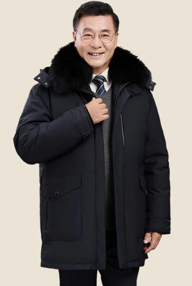 

Middle Aged and Elderly Men's Winter Medium Length Oversized Plush Thick Father's Classic Comfort Warm Cotton Jacket A248