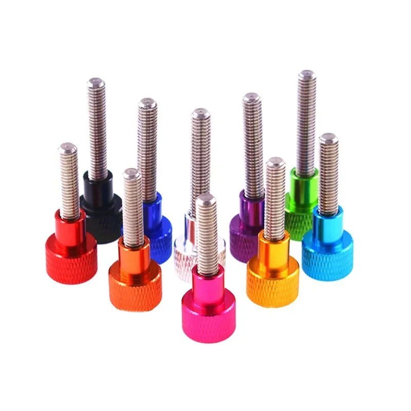 1PCS Handle Adjusting Screw 304 Stainless Steel Threaded Hand Tight Thumb Screws M6 Coloured Aluminium Alloy Knurled Head Bolts