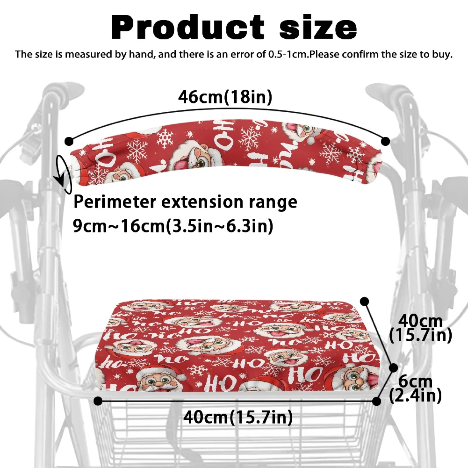 Coloranimal Non Slip Easy to Install Pack of 2 Rollator Seat Back Cover for Seniors for Travel Father Christmas view 6