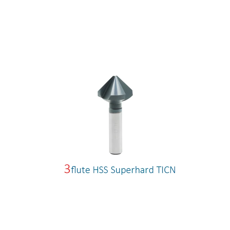 Round Shank  3 Flute 1 Flute 30 60 90 Degree HSS  TICN Chamfer Cutter End Mill ToolDrill Bit  6.4-14MM