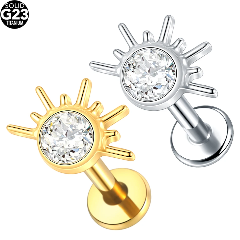 

1/5Pcs ASTM F136 Titanium Starburst Half with CZ Cartilage Earring Piercing 16G Star Helix Tragus Labret Stud Body Jewelry