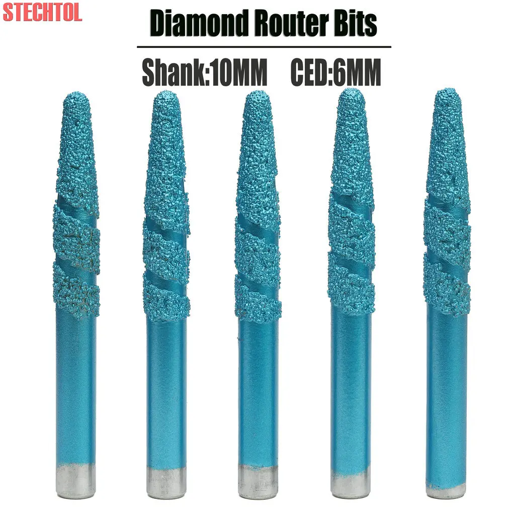 

6-12mm V-Shape Brazed Milling Cutter CNC Router Tools Diamond Engraving Bit for Stone Marble Carving 3D Taper Ball Nose Endmill