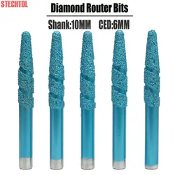 6-12mm V-Shape Brazed Milling Cutter CNC Router Tools Diamond Engraving Bit for Stone Marble Carving 3D Taper Ball Nose Endmill