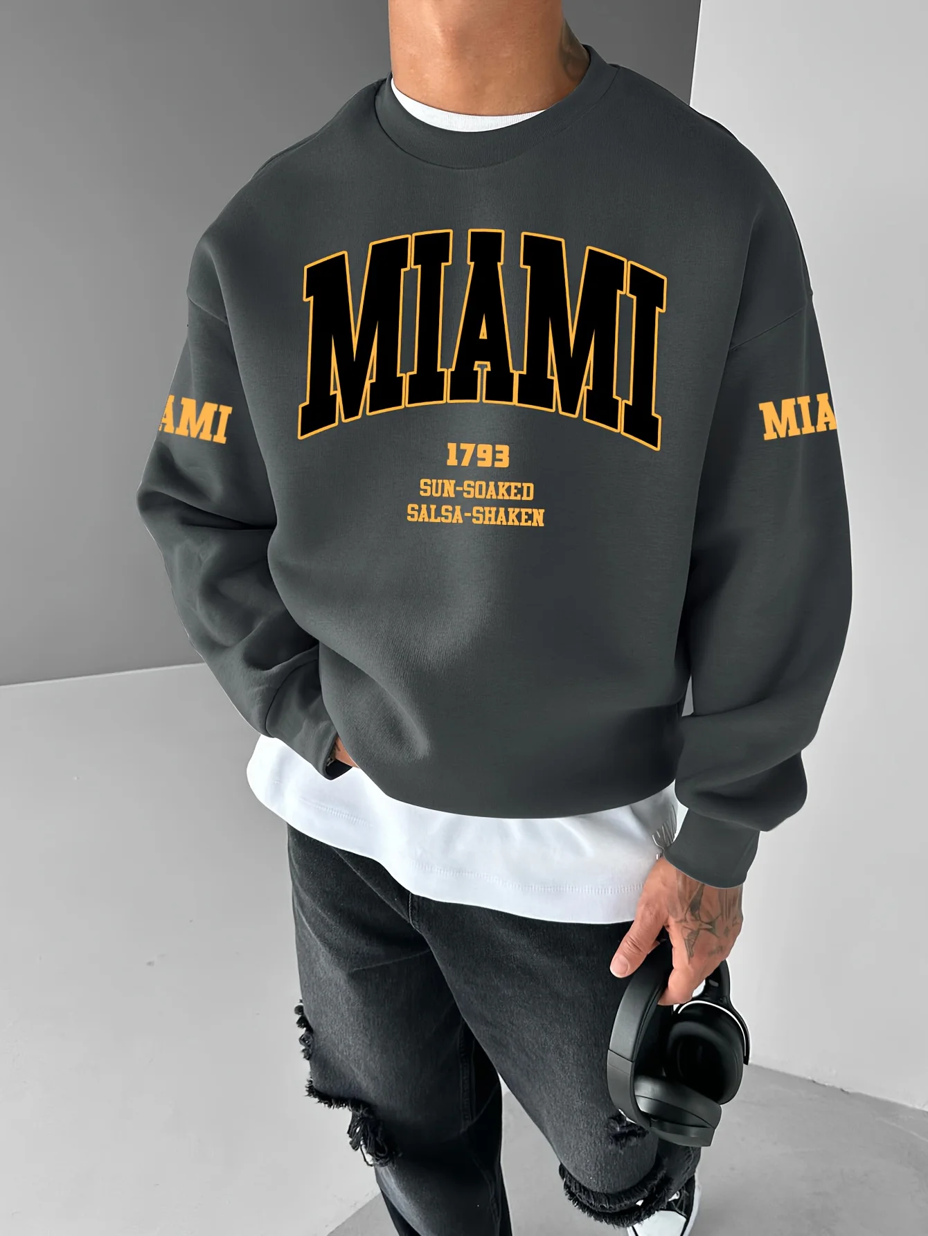 New Men's 1793 Autumn/Winter Milan Stripe Printed Micro Elastic Comfortable Round Neck Long Sleeve T-shirt Outdoor Casual Top
