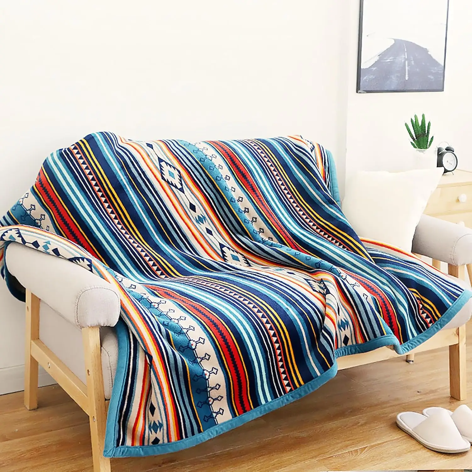 

Soft Plush Boho Throw Blanket 80x60 - Flannel for Couch, Sofa, Bed, Office, Camping