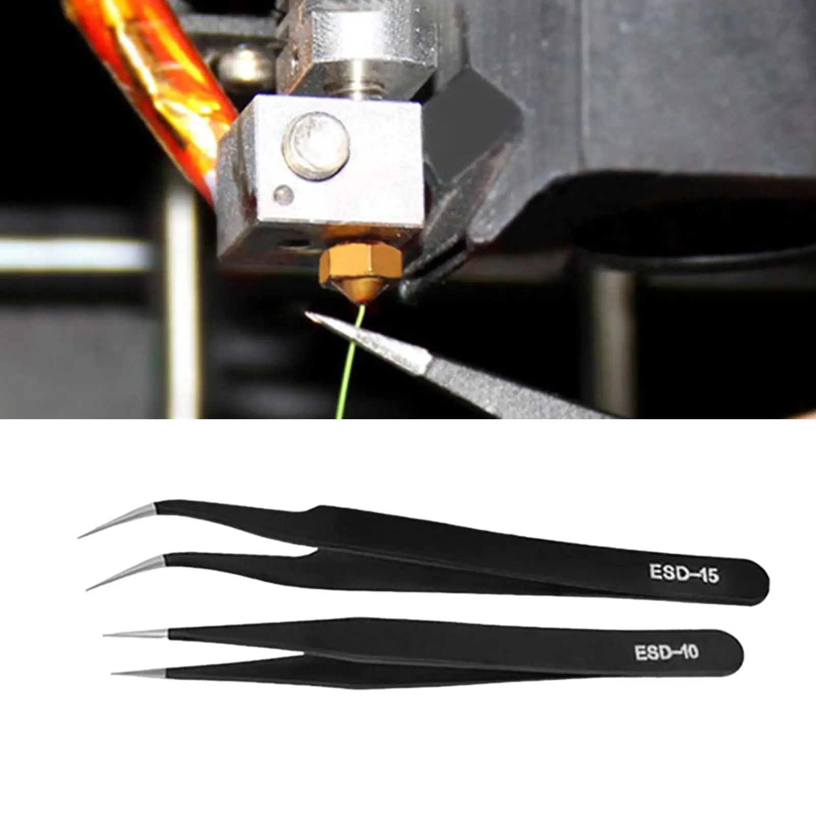 2Pcs Eyelash Tweezers Multipurpose Maintenance Repair Tool for Home Use