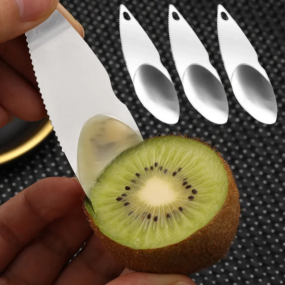 

12/6/3pcs Stainless Steel Kiwi Peeler Kiwi Avocado Dig Spoon Scooper Fruit Cutter Serrated Peeling Knife Kitchen Cutting Gadgets