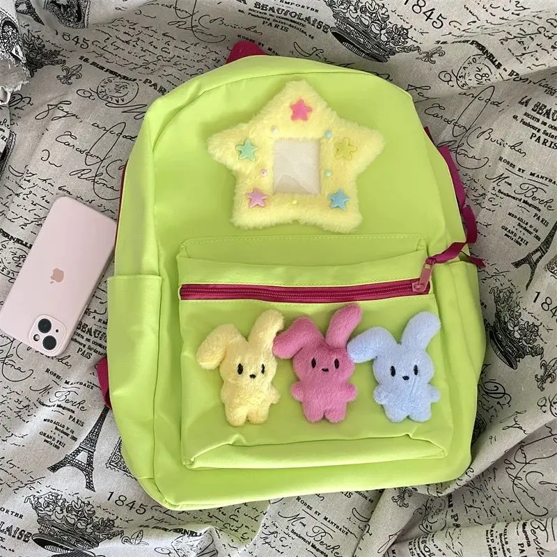 Japanese Y2k Harajuku Style Cartoon Cute Rabbit Large Capacity Student School Bag Kawaii Storage Bag Back To School Travel Bag