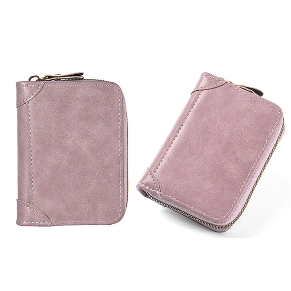 محفظة بسيطة لحمل البطاقات من الجلد الصناعي 14 فتحة للبطاقات حامل بطاقة FRID كم سعة كبيرة بلون سادة محفظة قصيرة للرجال للأولاد