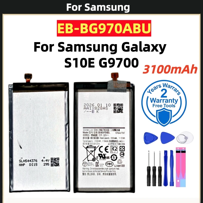 100%Original High quality EB-BG970ABU 3100mAh Battery For Samsung GALAXY S10E G9700 Repair Part Capacity Phone  Bateria+Tools